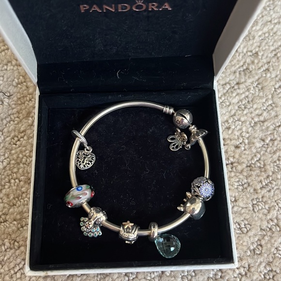 Pandora Bangle Bracelet with 8 charms - Picture 2 of 5